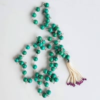 Image 1 of Green Turquoise & Garnet Baby Tassel Necklace