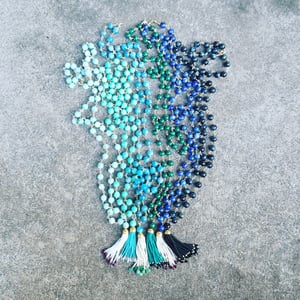 Apatite & Emerald Baby Tassel Necklace 