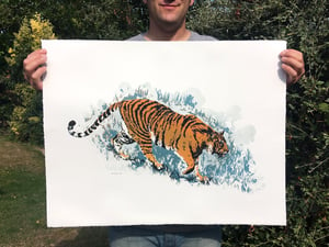 'Tiger!' linocut print