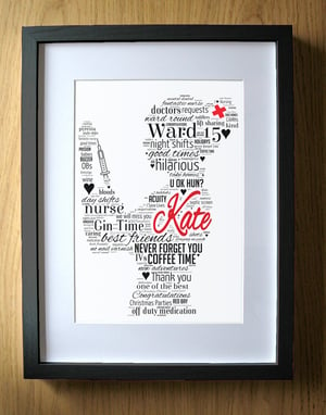 Leaving Gift for Nurses - new job - nurse gifts - personalised idea - word art - congratulations