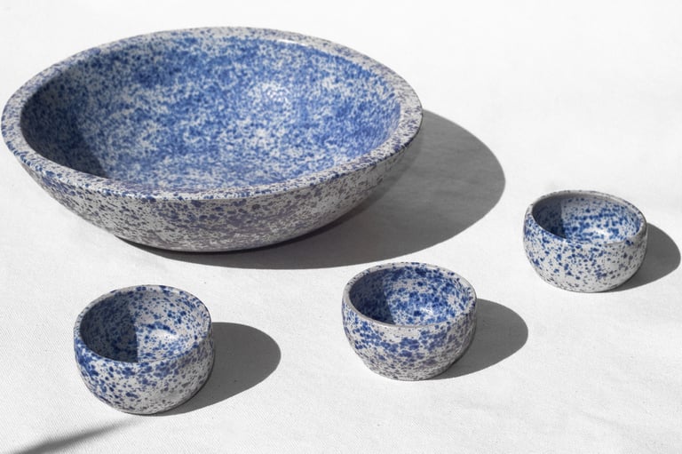 Clouds and Sky Splatterware Bowl