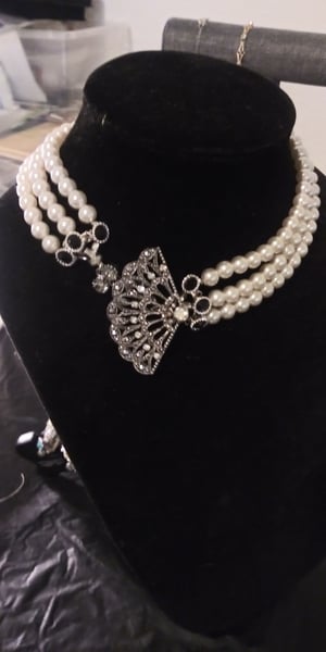 Image of Faux Pearl and marcasites necklace