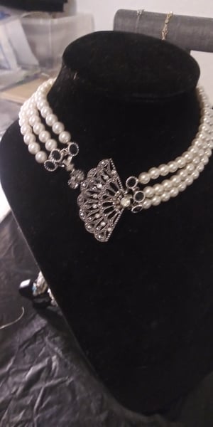 Image of Faux Pearl and marcasites necklace