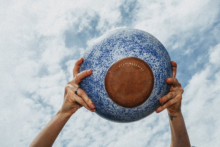 Clouds and Sky Splatterware Bowl Image 3