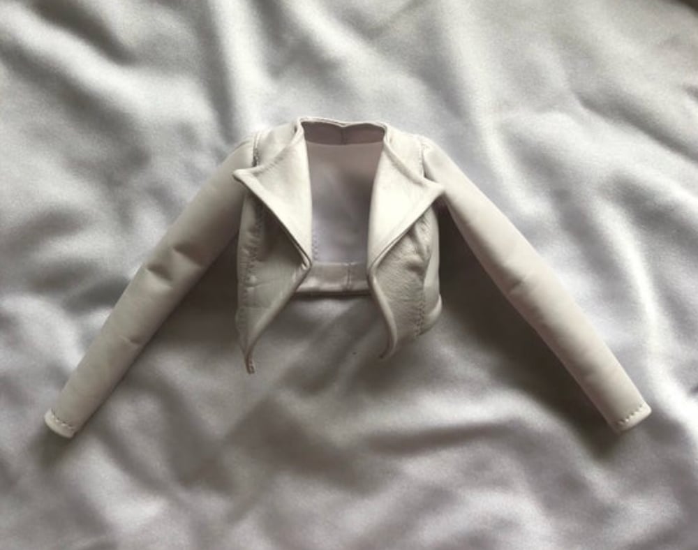 White  Pearl Biker Jacket: Minifee