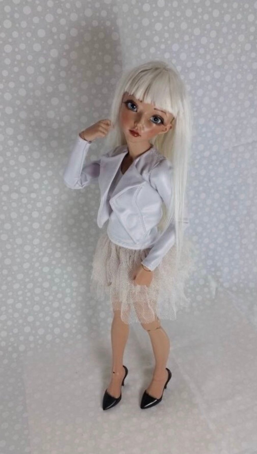 White Pearl Biker Jacket: Minifee