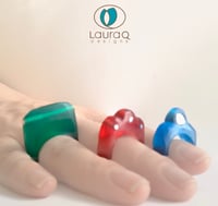 Image 4 of Carved Resin Rings with Sterling Accents