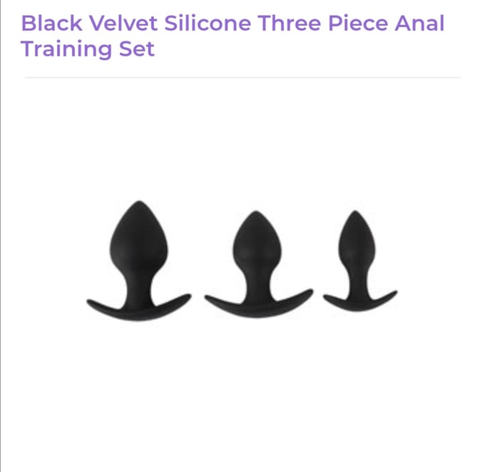 Image of Black Velvet Silicone Three Piece Anal Training Set