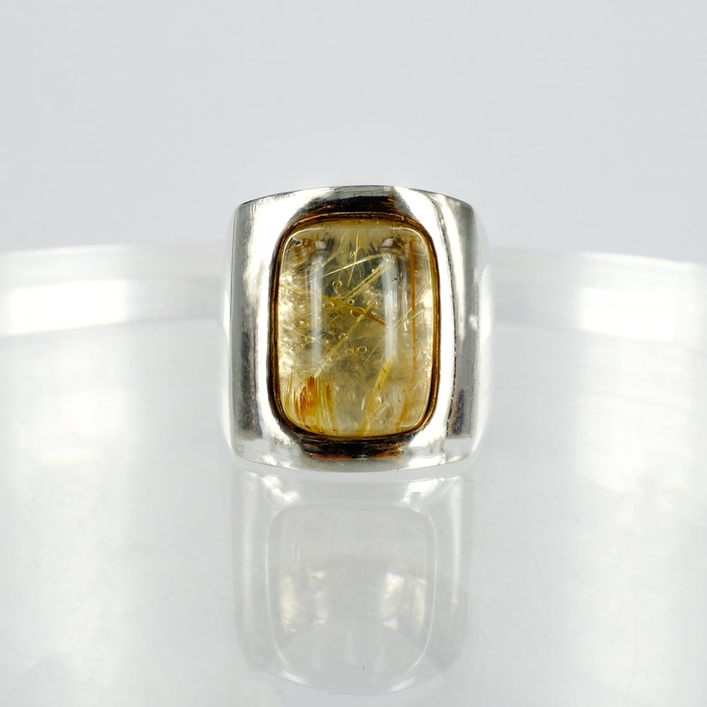 Image of Golden Rutilated Quartz cocktail ring 