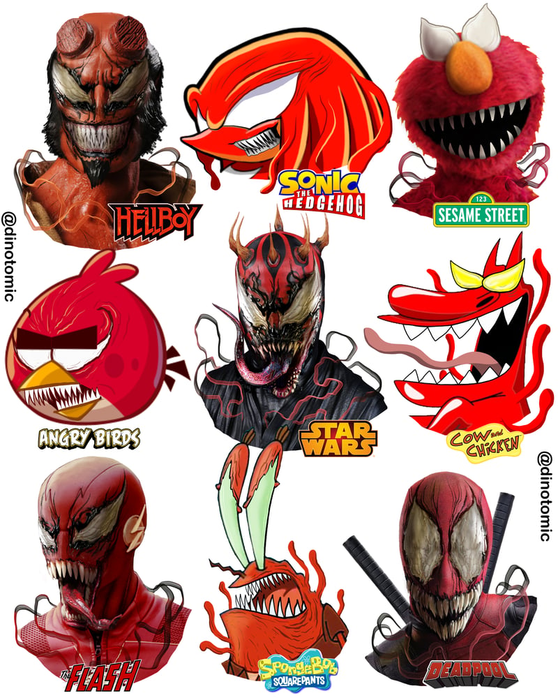 Image of #251 Red characters as Carnage! 
