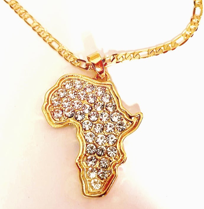 Gold Africa Map Necklace Made In 18kt Gold Plated By AfricanDreamland.