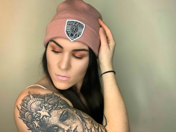 Image of Pink vts shield beanie 