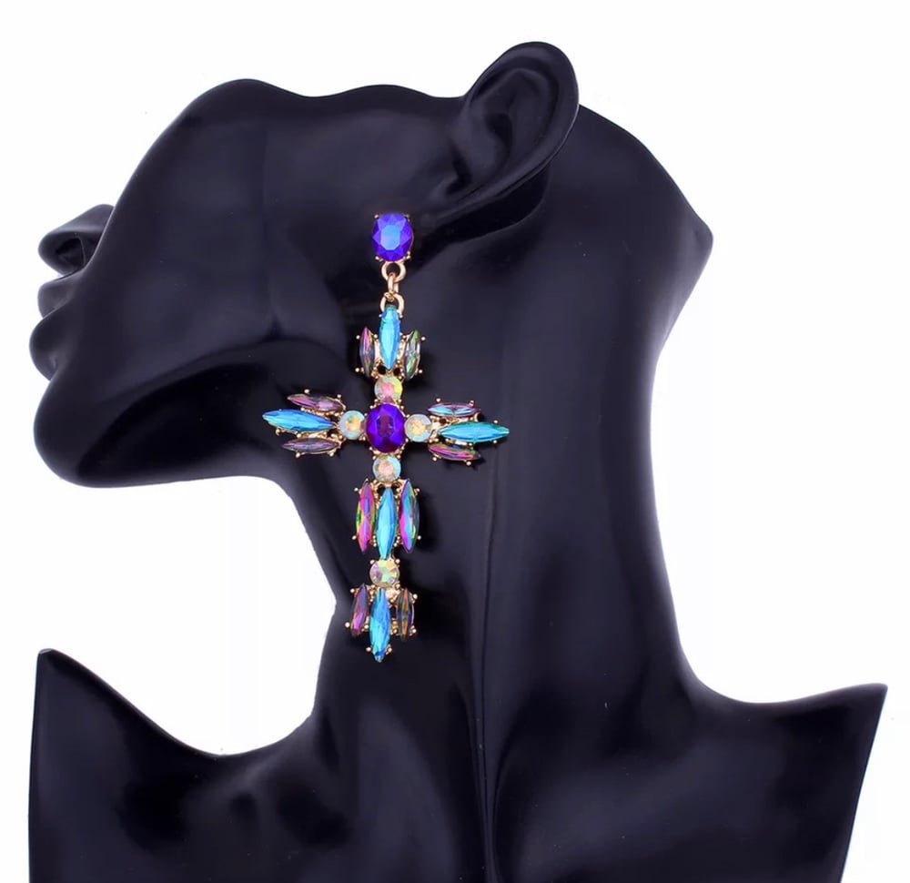 Image of Crys Cross Earrings 