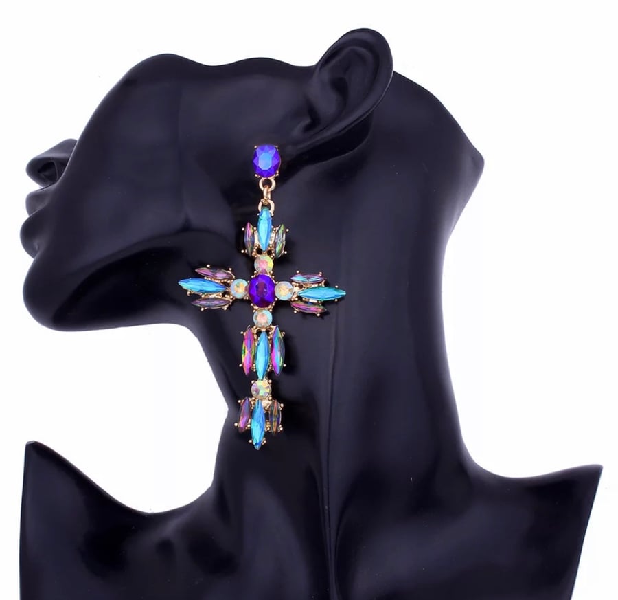 Image of Crys Cross Earrings 