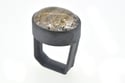 A monolith ring in sterling silver with a Quartz with  Lodolite quartz. Chris Boland Jewellery