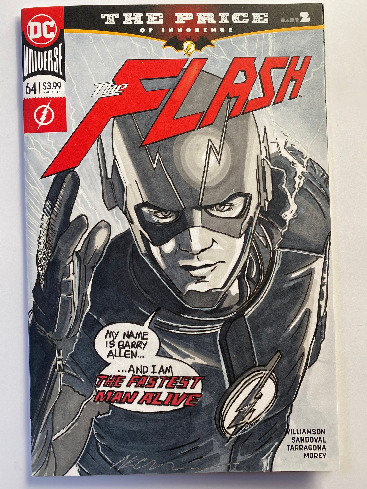 DC Comics The Flash #64 Sketch Cover with 'The Flash' Original Art