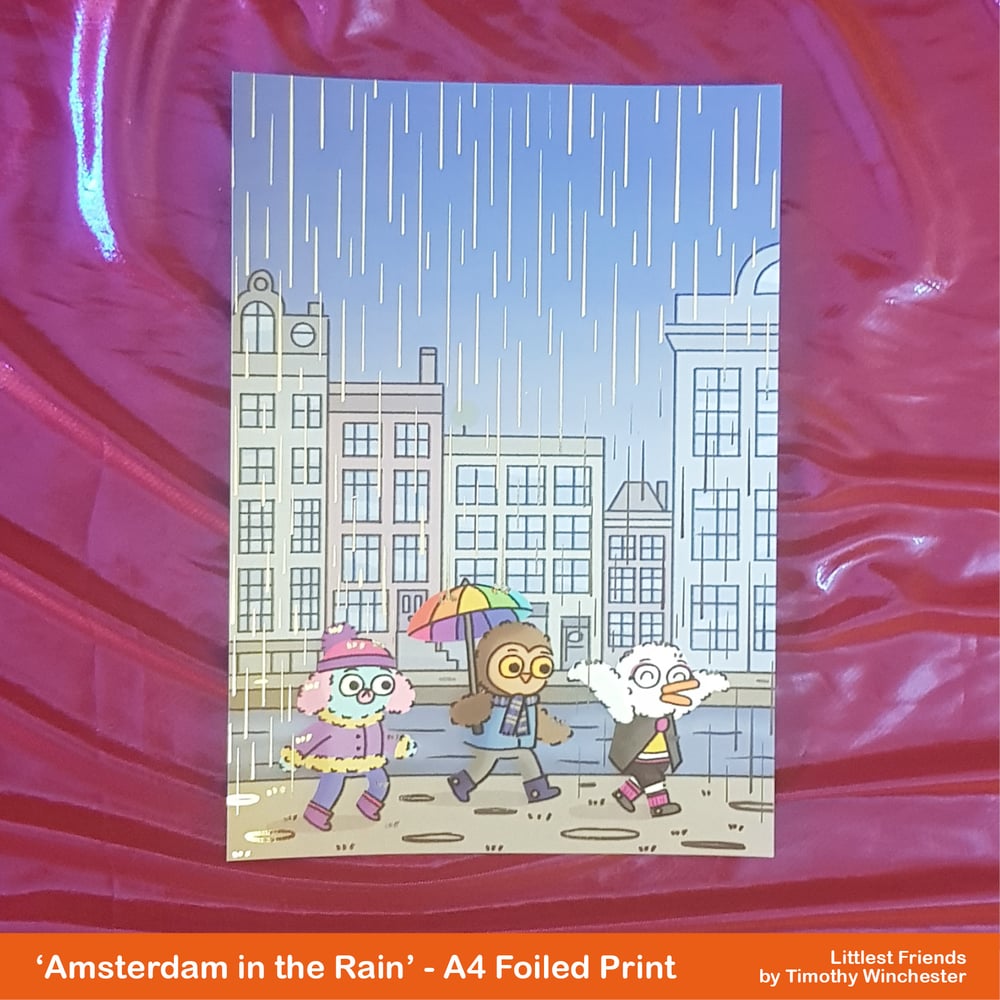 'Amsterdam in the Rain' - A4 foiled art print