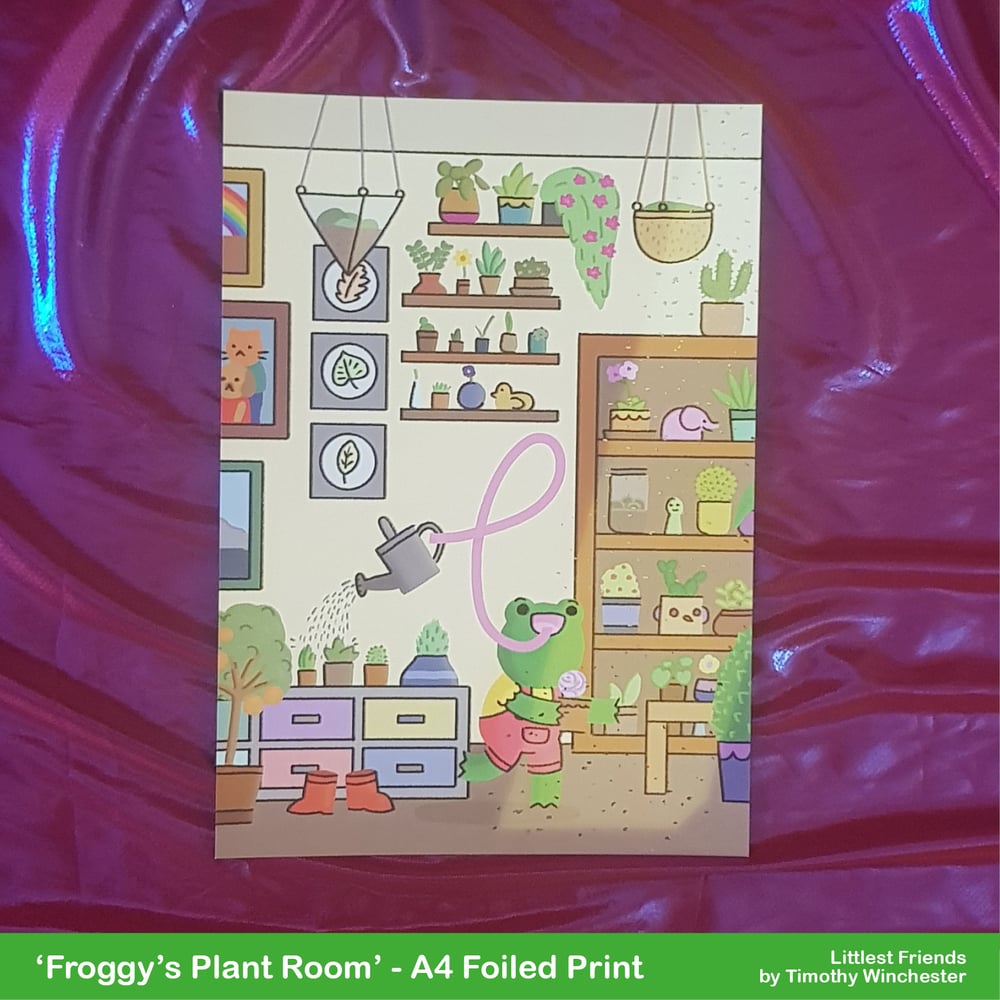 'Froggy's Plant Room' - A4 foiled art print