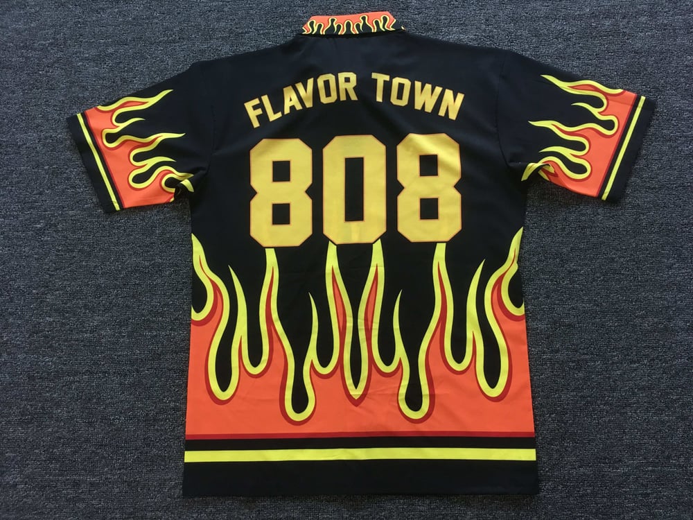 Flavortown Bowling Shirt & Bling Chain