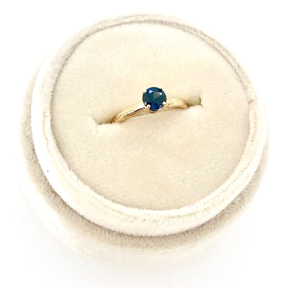 Image of Australian sapphire twig engagement ring . 14k yellow gold