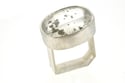 monolith ring in sterling silver with oval Quartz with pyrite inclusions