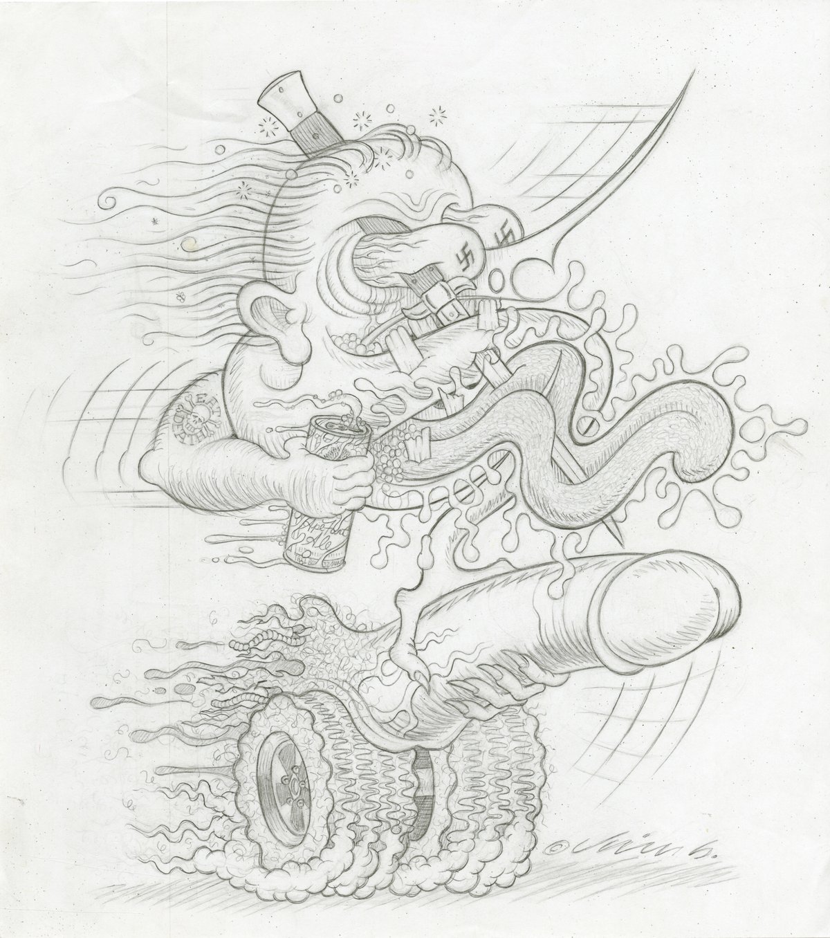 Image of COCK FINK graphite original