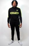 Jet Black Tracksuit with Neon Green Stripe - Home Kit Version 2