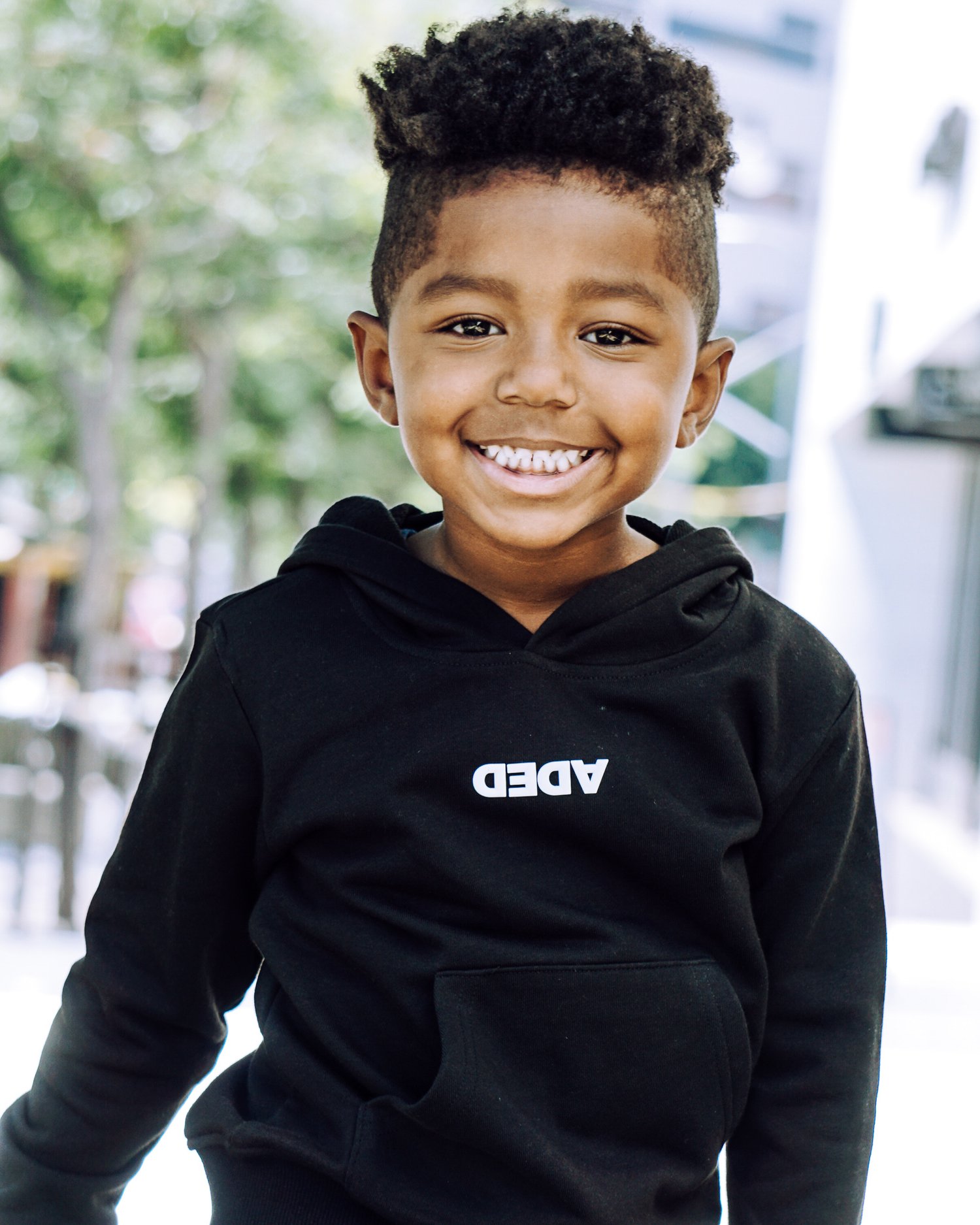 Image of DEDA KIDS BLACK HOODIE WHITE STAPLE LOGO
