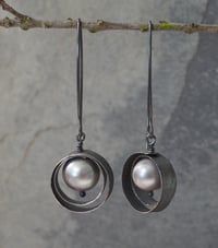 Image 3 of Framed Pearl Earrings - long or short