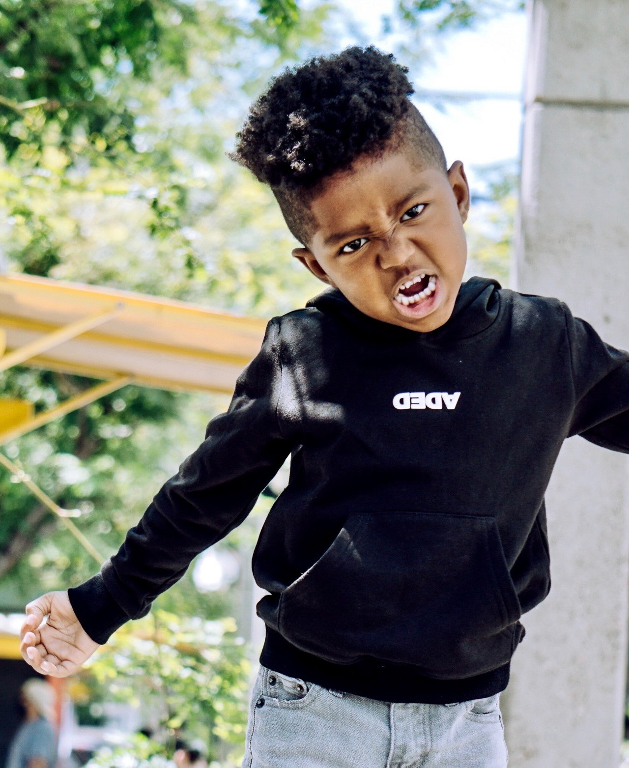 Image of DEDA KIDS BLACK HOODIE WHITE STAPLE LOGO