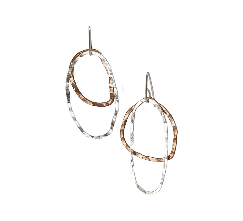 Image of Copper and Silver Hammered Hoops