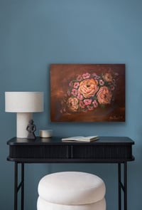 Image 1 of Loose peach roses and pink mini blooms