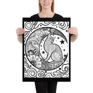 Moon/Cat Mandala Coloring Poster