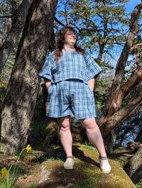 Image 2 of Blue Tartan Shorts Set