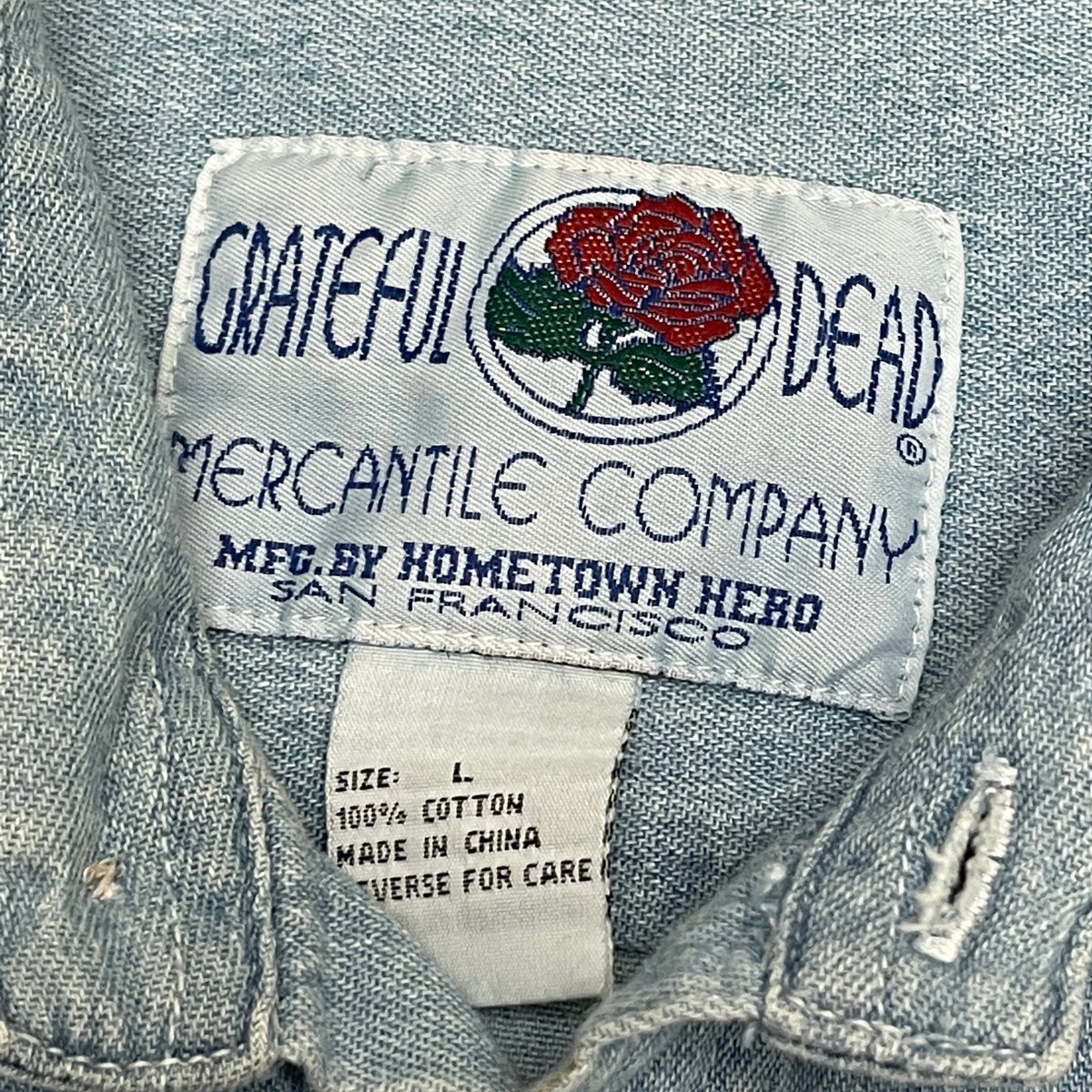 Original Vintage Grateful Dead Crew 90’s Embroidered Denim Long Sleeve!!! Tagged Large. Fits XL!!