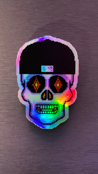 Image of Iridescent Fitted Cap Miami Nites Sugar Skull Sticker
