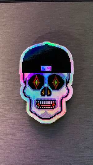 Image of Iridescent Fitted Cap Miami Nites Sugar Skull Sticker