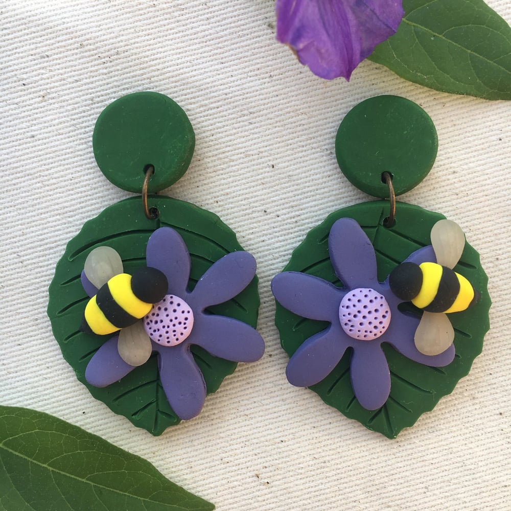Bee on Flower Earrings