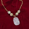 Wedding Cake Beads and Rose Quartz Carved Pendant Necklace