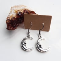 Image 1 of Antique Silver Half Moon Earrings