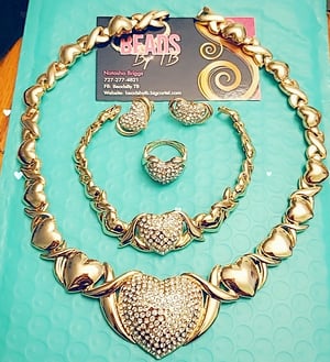 4Piece Gold Filled XL Heart XOXO Set 