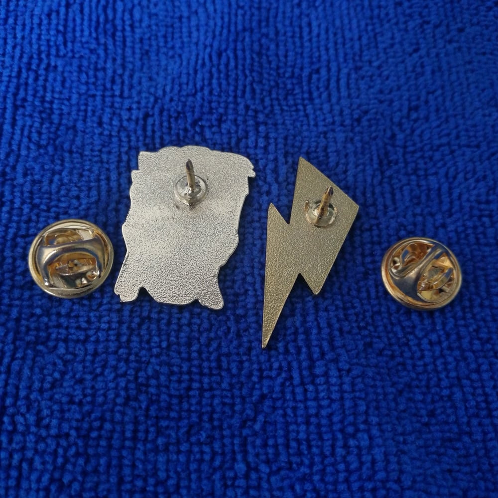 David Bowie and Lightning Bolt Pin Enamel badge Set