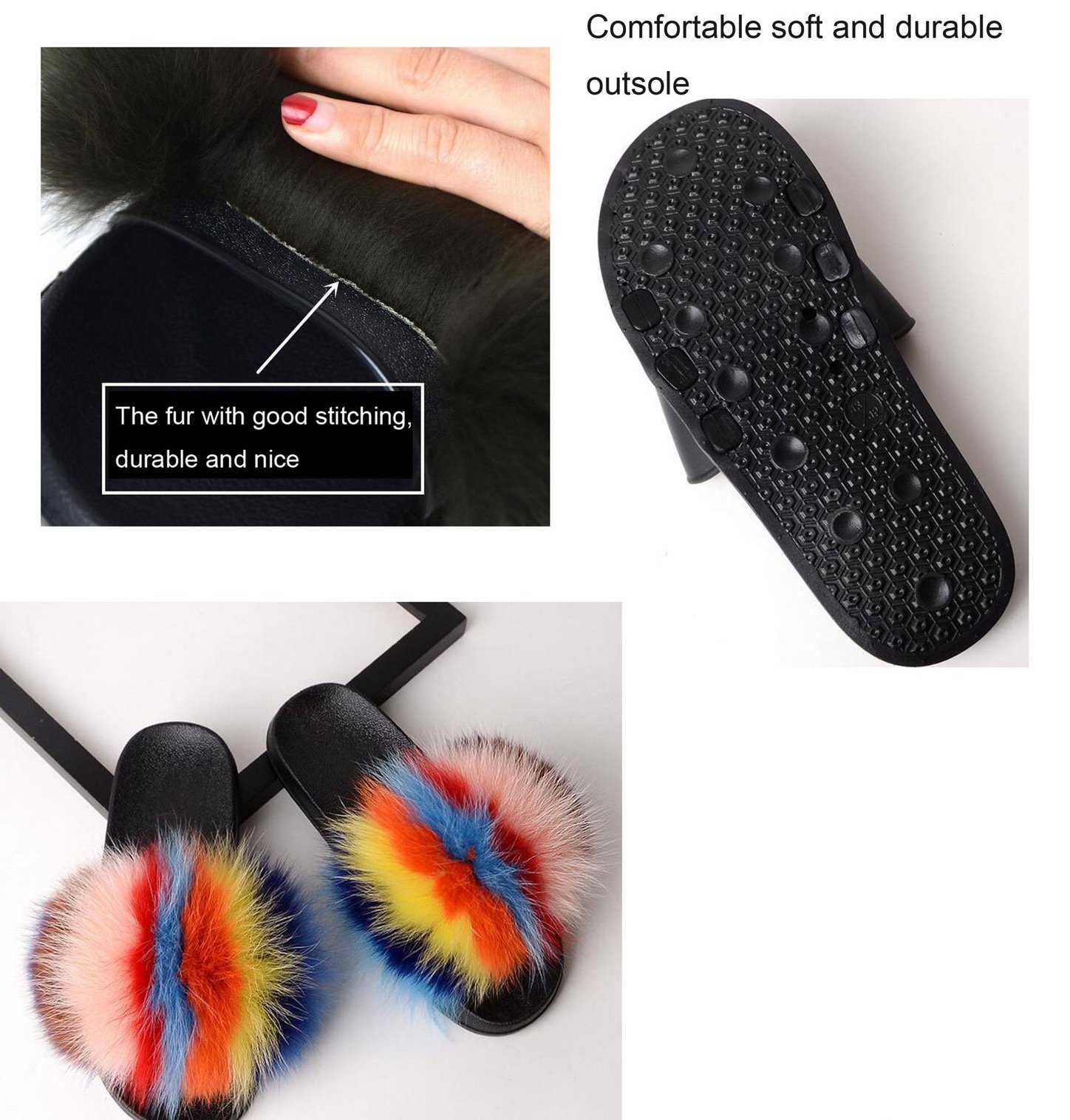 real faux fur slides