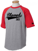 Image 1 of Blessed 365 Short Sleeve Baseball Tee - Red