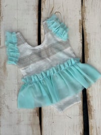 Image 3 of Mint & cream sitter girl romper 