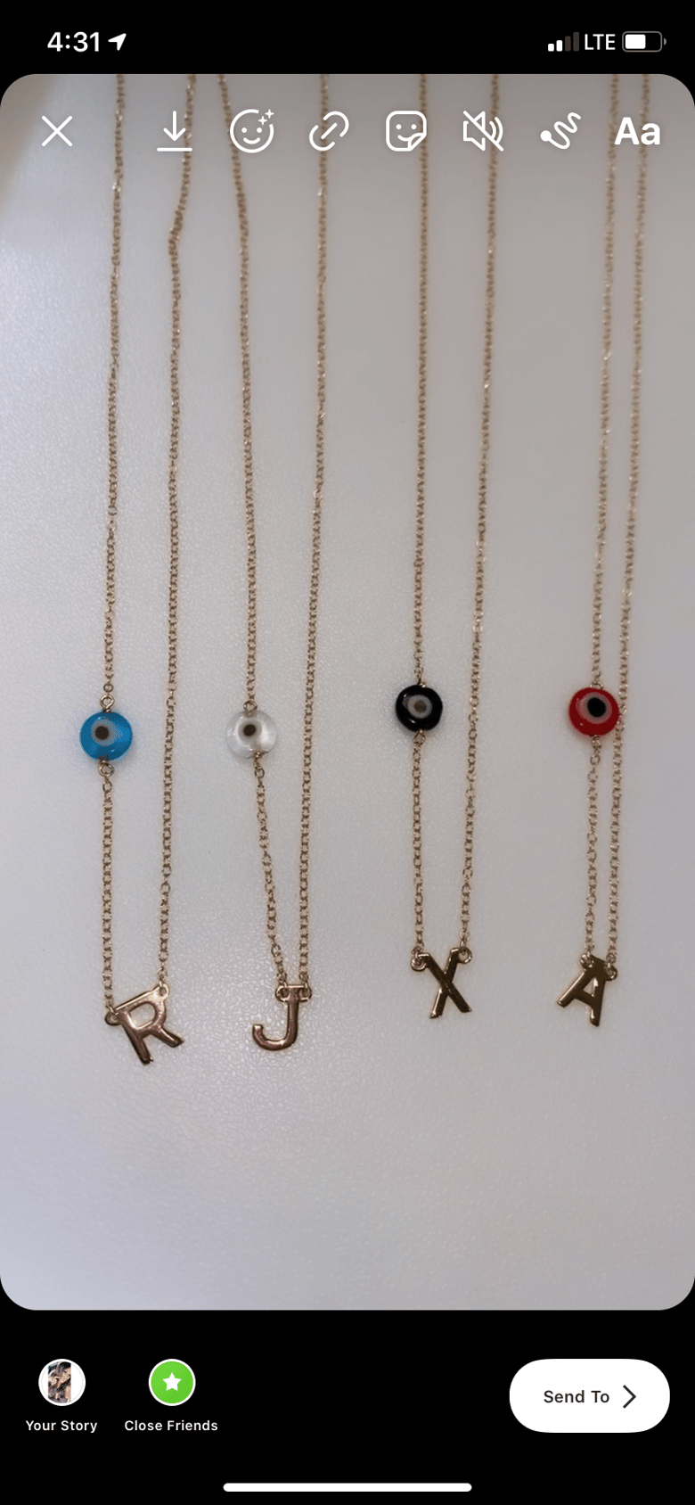 Image of Initial Paired with evil eye necklace (add initial in sellers notes at checkout)