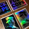 "F*CK COPS / CUTTHROAT" Holographic Eggshell Stickers