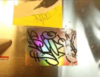 Image 4 of "F*CK COPS / CUTTHROAT" Holographic Eggshell Stickers
