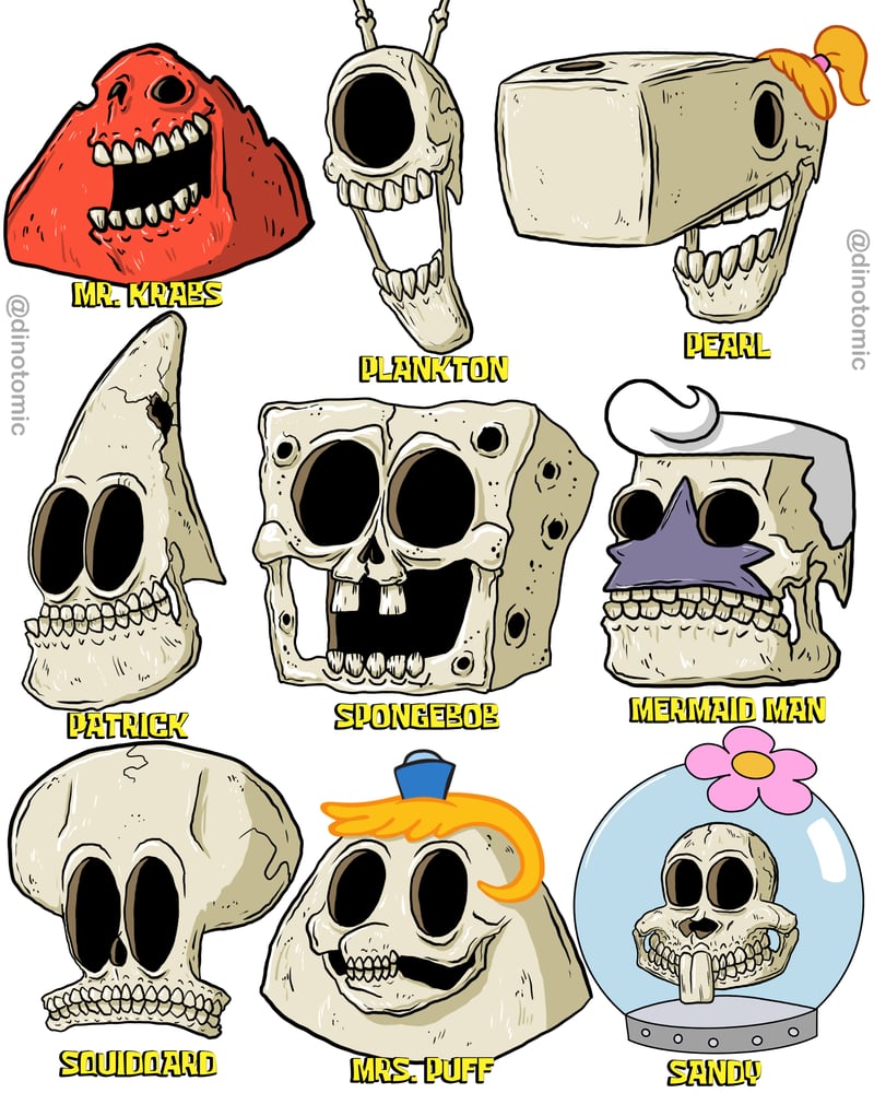 Image of #253 Spongebob as skull characters