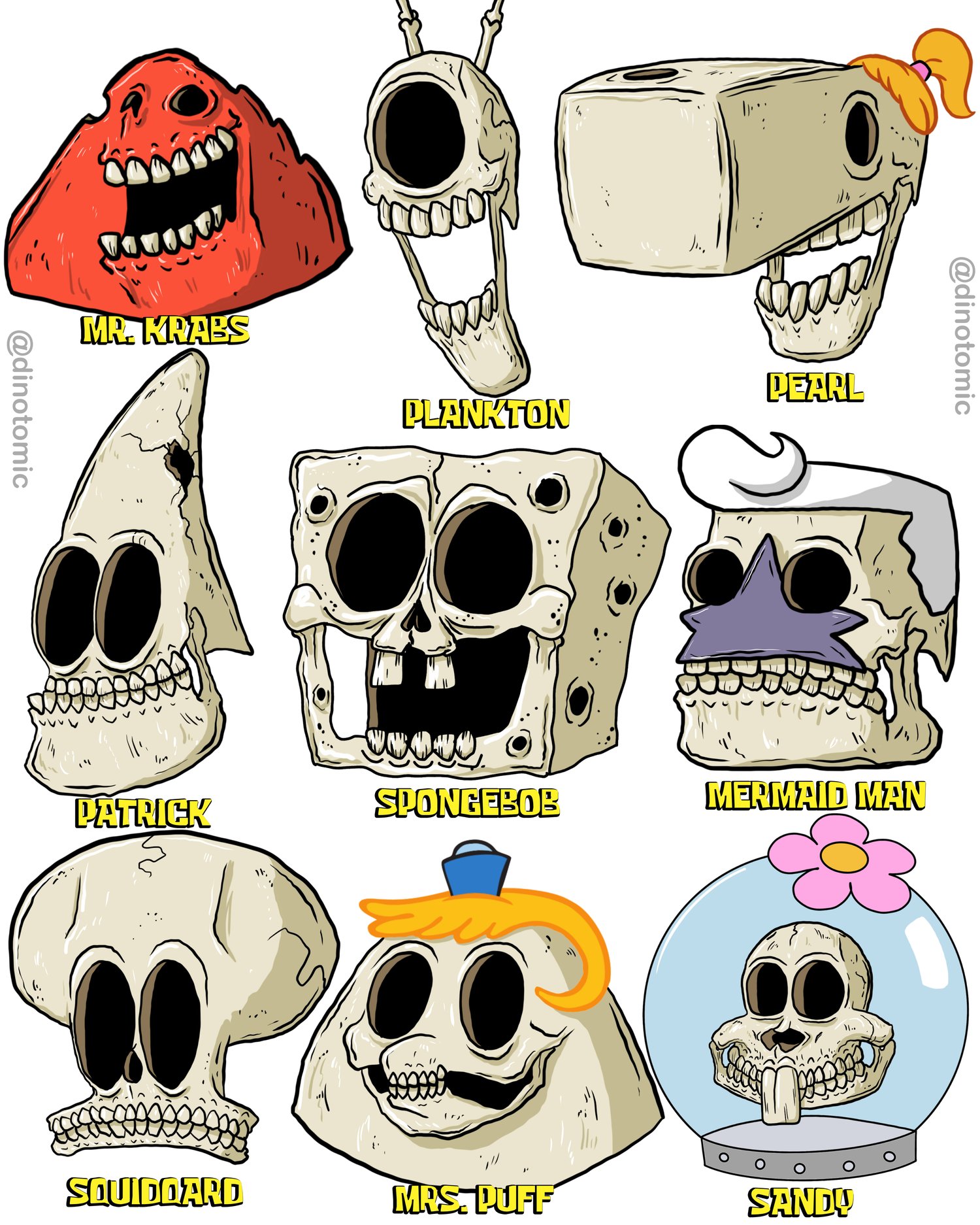 Image of #253 Spongebob as skull characters 